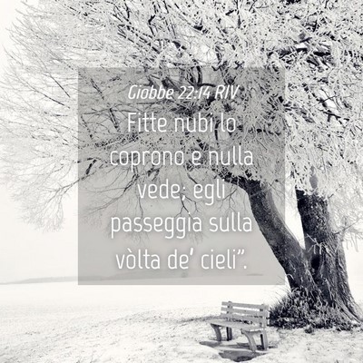 Picture 04 - Giobbe 22:14 RIV - Fitte nubi lo coprono e nulla vede; egli - Bible Verse Picture