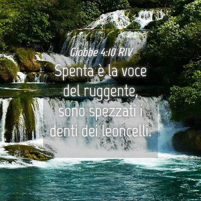 Picture 04 - Giobbe 4:10 RIV - Spenta è la voce del ruggente, sono spezzati i - Bible Verse Picture