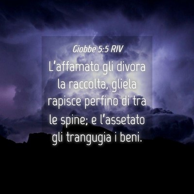 Picture 04 - Giobbe 5:5 RIV - L’affamato gli divora la raccolta, gliela - Bible Verse Picture