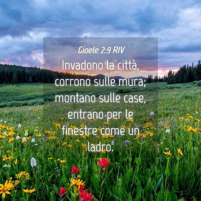 Picture 04 - Gioele 2:9 RIV - Invadono la città, corrono sulle mura; montano - Bible Verse Picture