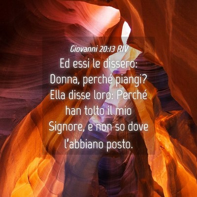 Picture 04 - Giovanni 20:13 RIV - Ed essi le dissero: Donna, perché piangi? Ella - Bible Verse Picture