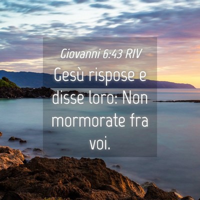 Picture 04 - Giovanni 6:43 RIV - Gesù rispose e disse loro: Non mormorate fra - Bible Verse Picture