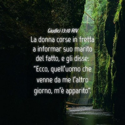 Picture 04 - Giudici 13:10 RIV - La donna corse in fretta a informar suo marito - Bible Verse Picture