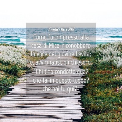 Picture 04 - Giudici 18:3 RIV - Come furon presso alla casa di Mica, riconobbero - Bible Verse Picture
