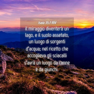 Picture 04 - Isaia 35:7 RIV - il miraggio diventerà un lago, e il suolo - Bible Verse Picture