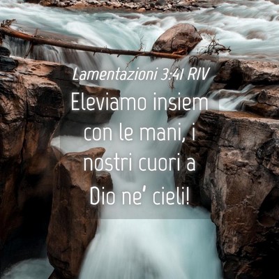 Picture 04 - Lamentazioni 3:41 RIV - Eleviamo insiem con le mani, i nostri cuori a Dio - Bible Verse Picture