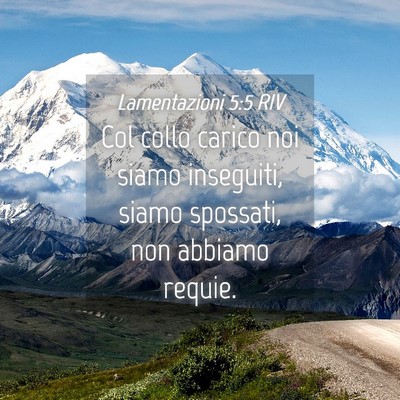 Picture 04 - Lamentazioni 5:5 RIV - Col collo carico noi siamo inseguiti, siamo - Bible Verse Picture