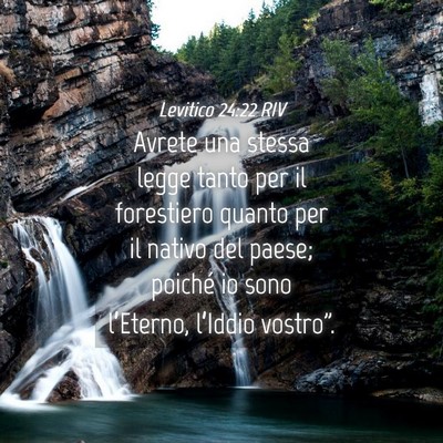 Picture 04 - Levitico 24:22 RIV - Avrete una stessa legge tanto per il forestiero - Bible Verse Picture