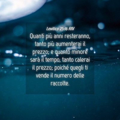 Picture 04 - Levitico 25:16 RIV - Quanti più anni resteranno, tanto più - Bible Verse Picture