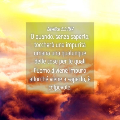 Picture 04 - Levitico 5:3 RIV - O quando, senza saperlo, toccherà una impurità - Bible Verse Picture
