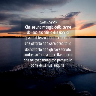 Picture 04 - Levitico 7:18 RIV - Che se uno mangia della carne del suo sacrifizio - Bible Verse Picture