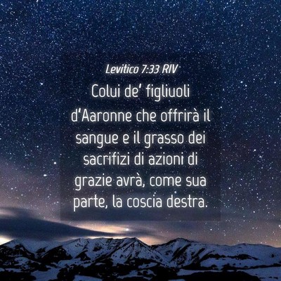 Picture 04 - Levitico 7:33 RIV - Colui de’ figliuoli d’Aaronne che offrirà il - Bible Verse Picture