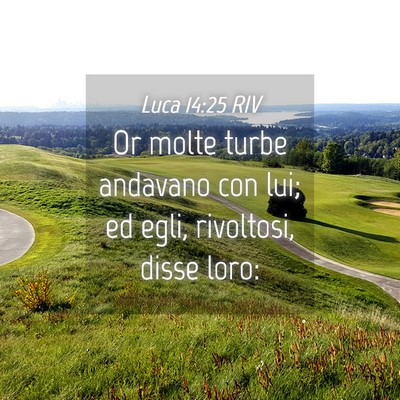 Picture 04 - Luca 14:25 RIV - Or molte turbe andavano con lui; ed egli, - Bible Verse Picture