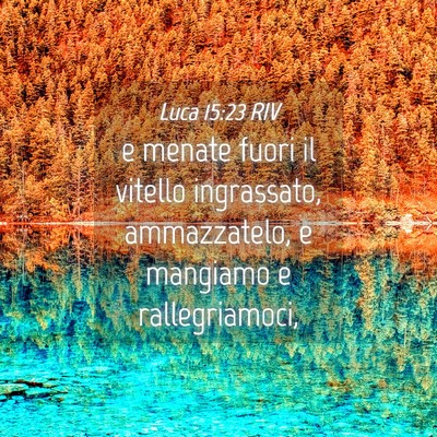 Picture 04 - Luca 15:23 RIV - e menate fuori il vitello ingrassato, - Bible Verse Picture