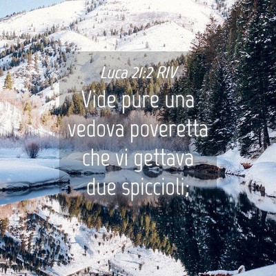 Picture 04 - Luca 21:2 RIV - Vide pure una vedova poveretta che vi gettava due - Bible Verse Picture