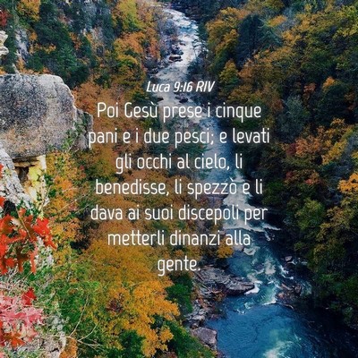 Picture 04 - Luca 9:16 RIV - Poi Gesù prese i cinque pani e i due pesci; e - Bible Verse Picture