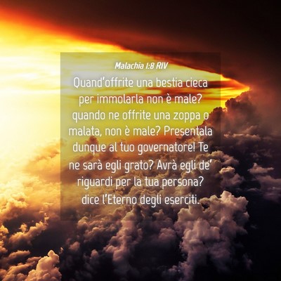 Picture 04 - Malachia 1:8 RIV - Quand’offrite una bestia cieca per immolarla - Bible Verse Picture