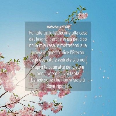 Picture 04 - Malachia 3:10 RIV - Portate tutte le decime alla casa del tesoro, - Bible Verse Picture