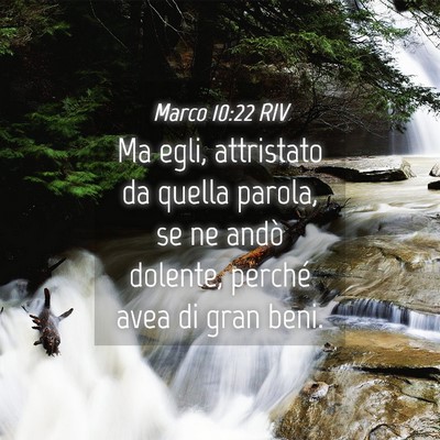 Picture 04 - Marco 10:22 RIV - Ma egli, attristato da quella parola, se ne andò - Bible Verse Picture