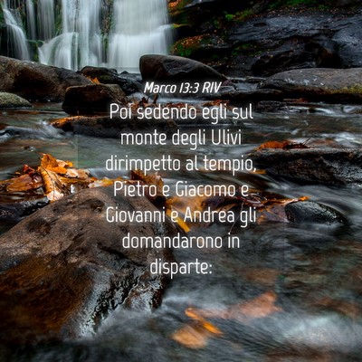 Picture 04 - Marco 13:3 RIV - Poi sedendo egli sul monte degli Ulivi dirimpetto - Bible Verse Picture