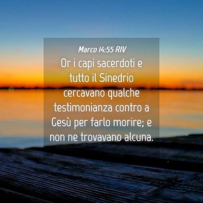 Picture 04 - Marco 14:55 RIV - Or i capi sacerdoti e tutto il Sinedrio cercavano - Bible Verse Picture