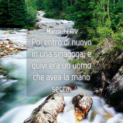 Picture 04 - Marco 3:1 RIV - Poi entrò di nuovo in una sinagoga; e quivi era - Bible Verse Picture