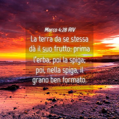 Picture 04 - Marco 4:28 RIV - La terra da se stessa dà il suo frutto: prima - Bible Verse Picture