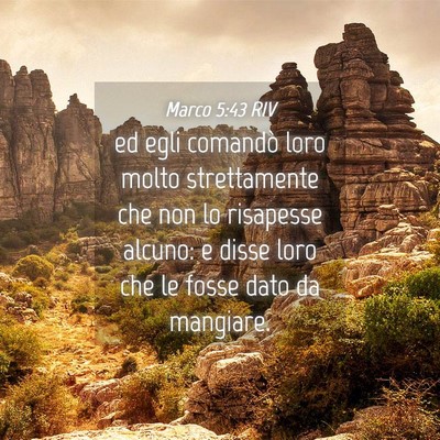 Picture 04 - Marco 5:43 RIV - ed egli comandò loro molto strettamente che non - Bible Verse Picture