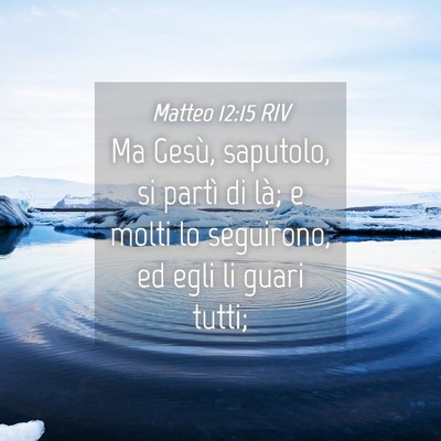 Picture 04 - Matteo 12:15 RIV - Ma Gesù, saputolo, si partì di là; e molti lo - Bible Verse Picture
