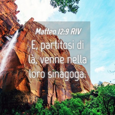 Picture 04 - Matteo 12:9 RIV - E, partitosi di là, venne nella loro - Bible Verse Picture
