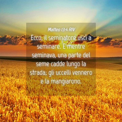 Picture 04 - Matteo 13:4 RIV - Ecco, il seminatore uscì a seminare. E mentre - Bible Verse Picture