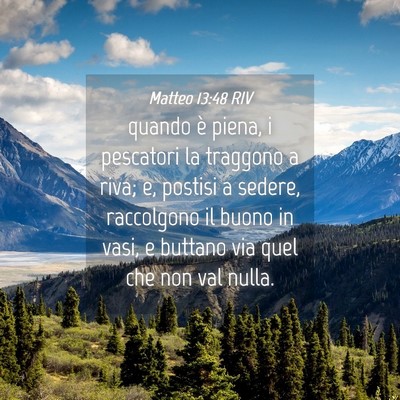 Picture 04 - Matteo 13:48 RIV - quando è piena, i pescatori la traggono a riva; - Bible Verse Picture