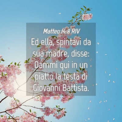 Picture 04 - Matteo 14:8 RIV - Ed ella, spintavi da sua madre, disse: Dammi qui - Bible Verse Picture