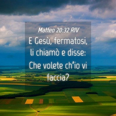 Picture 04 - Matteo 20:32 RIV - E Gesù, fermatosi, li chiamò e disse: Che - Bible Verse Picture