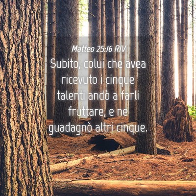 Picture 04 - Matteo 25:16 RIV - Subito, colui che avea ricevuto i cinque talenti - Bible Verse Picture