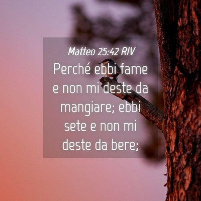 Picture 04 - Matteo 25:42 RIV - Perché ebbi fame e non mi deste da mangiare; - Bible Verse Picture