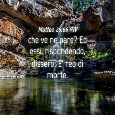 Picture 04 - Matteo 26:66 RIV - che ve ne pare? Ed essi, rispondendo, dissero: - Bible Verse Picture