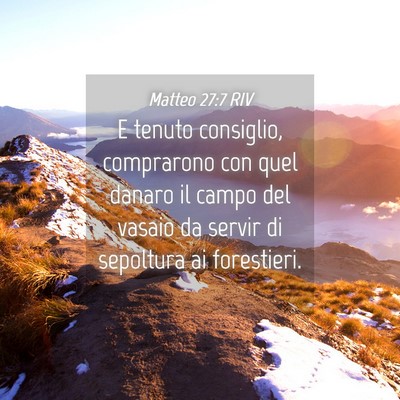 Picture 04 - Matteo 27:7 RIV - E tenuto consiglio, comprarono con quel danaro il - Bible Verse Picture