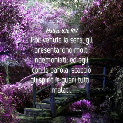 Picture 04 - Matteo 8:16 RIV - Poi, venuta la sera, gli presentarono molti - Bible Verse Picture