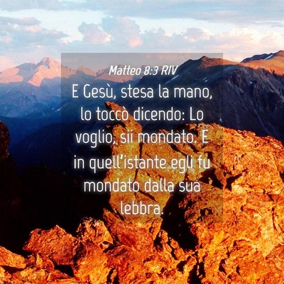 Picture 04 - Matteo 8:3 RIV - E Gesù, stesa la mano, lo toccò dicendo: Lo - Bible Verse Picture