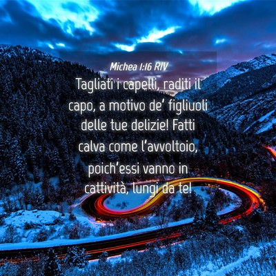 Picture 04 - Michea 1:16 RIV - Tagliati i capelli, raditi il capo, a motivo - Bible Verse Picture
