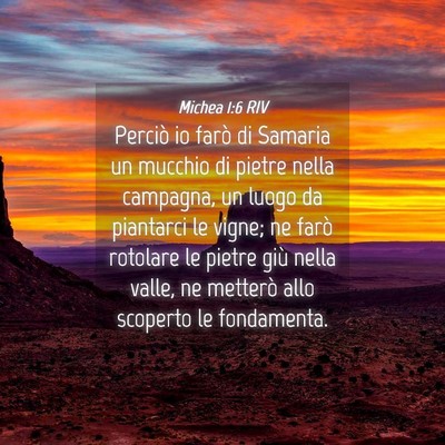 Picture 04 - Michea 1:6 RIV - Perciò io farò di Samaria un mucchio di pietre - Bible Verse Picture