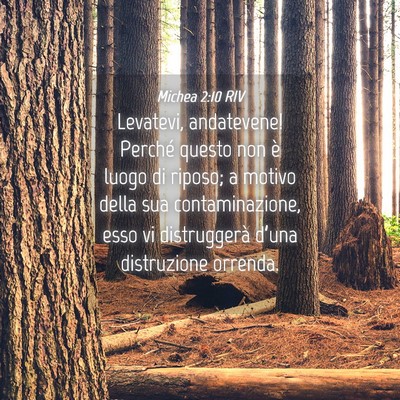 Picture 04 - Michea 2:10 RIV - Levatevi, andatevene! Perché questo non è luogo - Bible Verse Picture