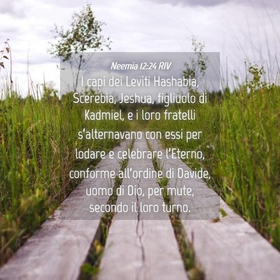Picture 04 - Neemia 12:24 RIV - I capi dei Leviti Hashabia, Scerebia, Jeshua, - Bible Verse Picture