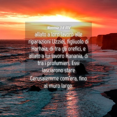 Picture 04 - Neemia 3:8 RIV - allato a loro lavorò alle riparazioni Uzziel, - Bible Verse Picture