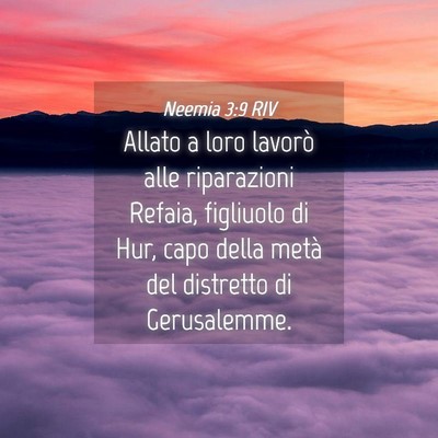 Picture 04 - Neemia 3:9 RIV - Allato a loro lavorò alle riparazioni Refaia, - Bible Verse Picture