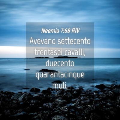Picture 04 - Neemia 7:68 RIV - Avevano settecento trentasei cavalli, duecento - Bible Verse Picture