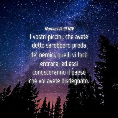 Picture 04 - Numeri 14:31 RIV - I vostri piccini, che avete detto sarebbero preda - Bible Verse Picture