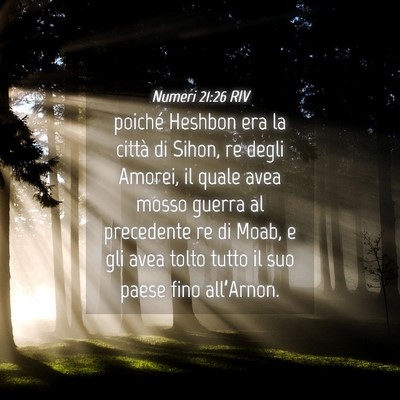 Picture 04 - Numeri 21:26 RIV - poiché Heshbon era la città di Sihon, re degli - Bible Verse Picture