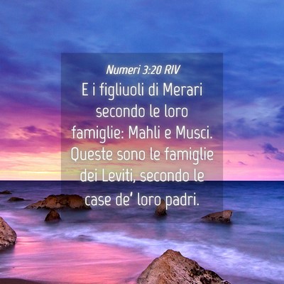 Picture 04 - Numeri 3:20 RIV - E i figliuoli di Merari secondo le loro famiglie: - Bible Verse Picture